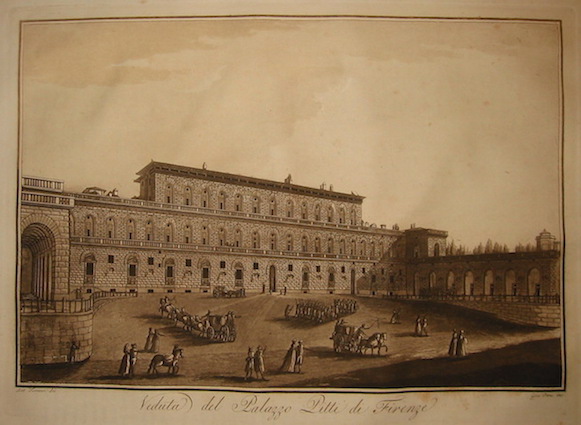 Terreni Antonio (disegnò) - Pera Giuseppe (incise) Veduta del Palazzo Pitti di Firenze 1801 Firenze